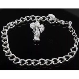 MGA Links Bracelet, Stainless Steel, Angel Pendant, 7.5”